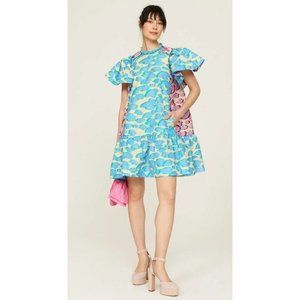 RTR sz 40/ 4 Hofmann Copenhagen Elena mini blue and purple pattern ruffle deco